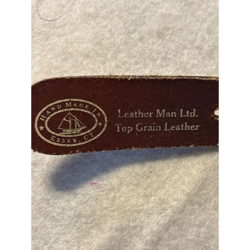Leather Man Ltd Ribbon Belt Mens 40 Red Navy Nautical Burgee Excellent Preppy